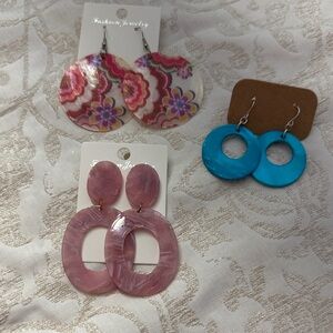 Floral and Pink Earrings Set
